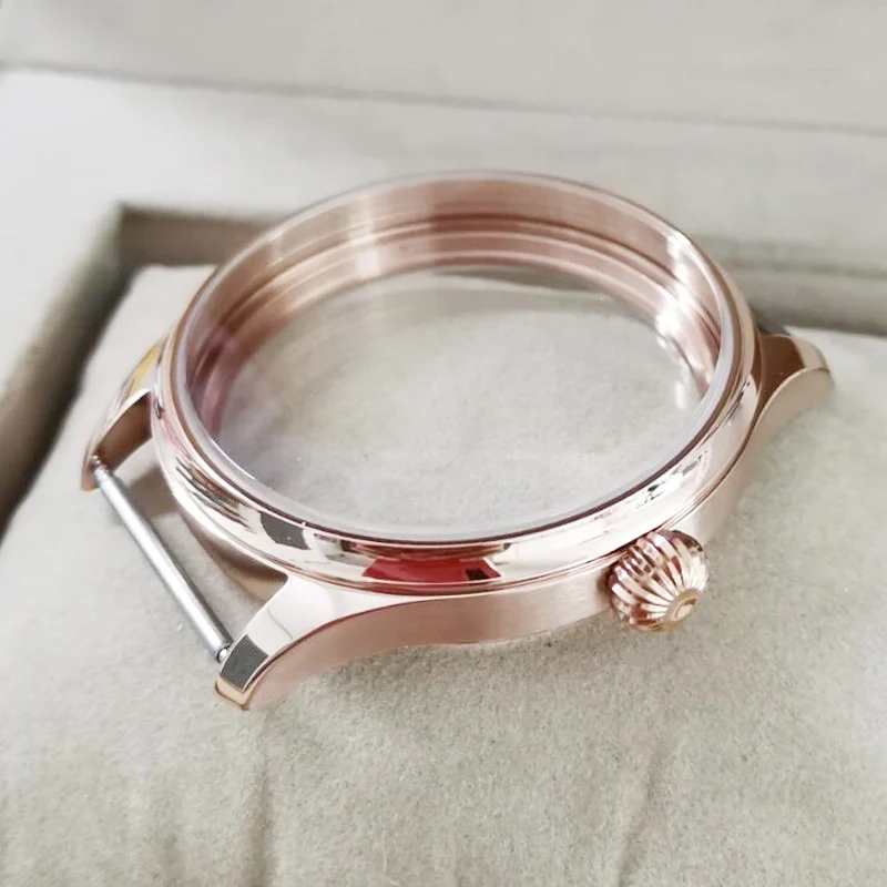 【Hot】NEW 44mm Watch Case Rose Gold Stainless Steel Replace For ETA 6497 6498 Seagull ST3600 ST3621 Hand Winding Movement Repair