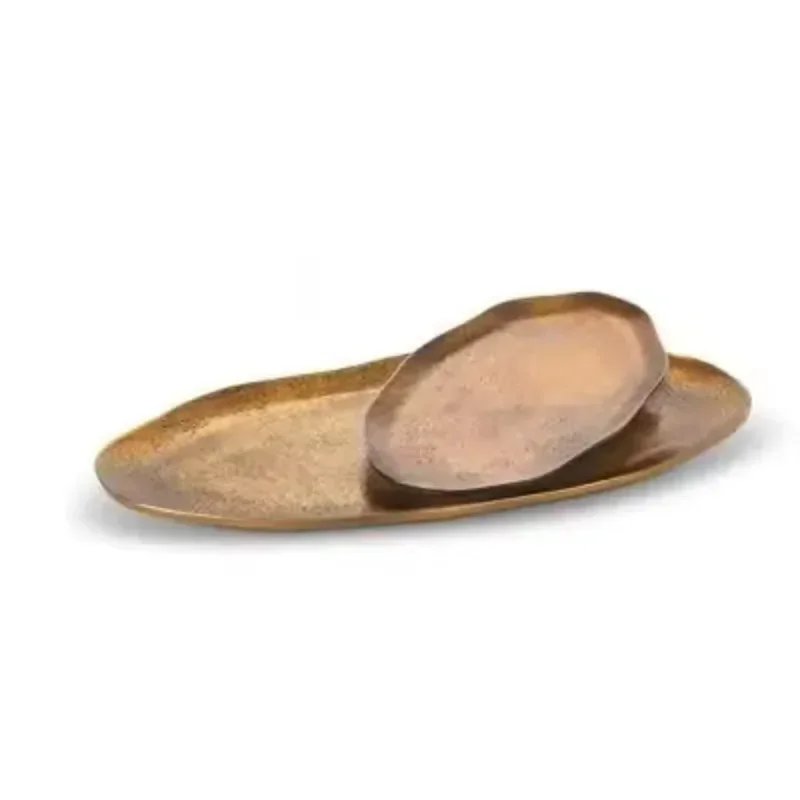 Polished brass serving tray with a smooth finish, perfect for dinner, lunch, brunch, and family gatherings