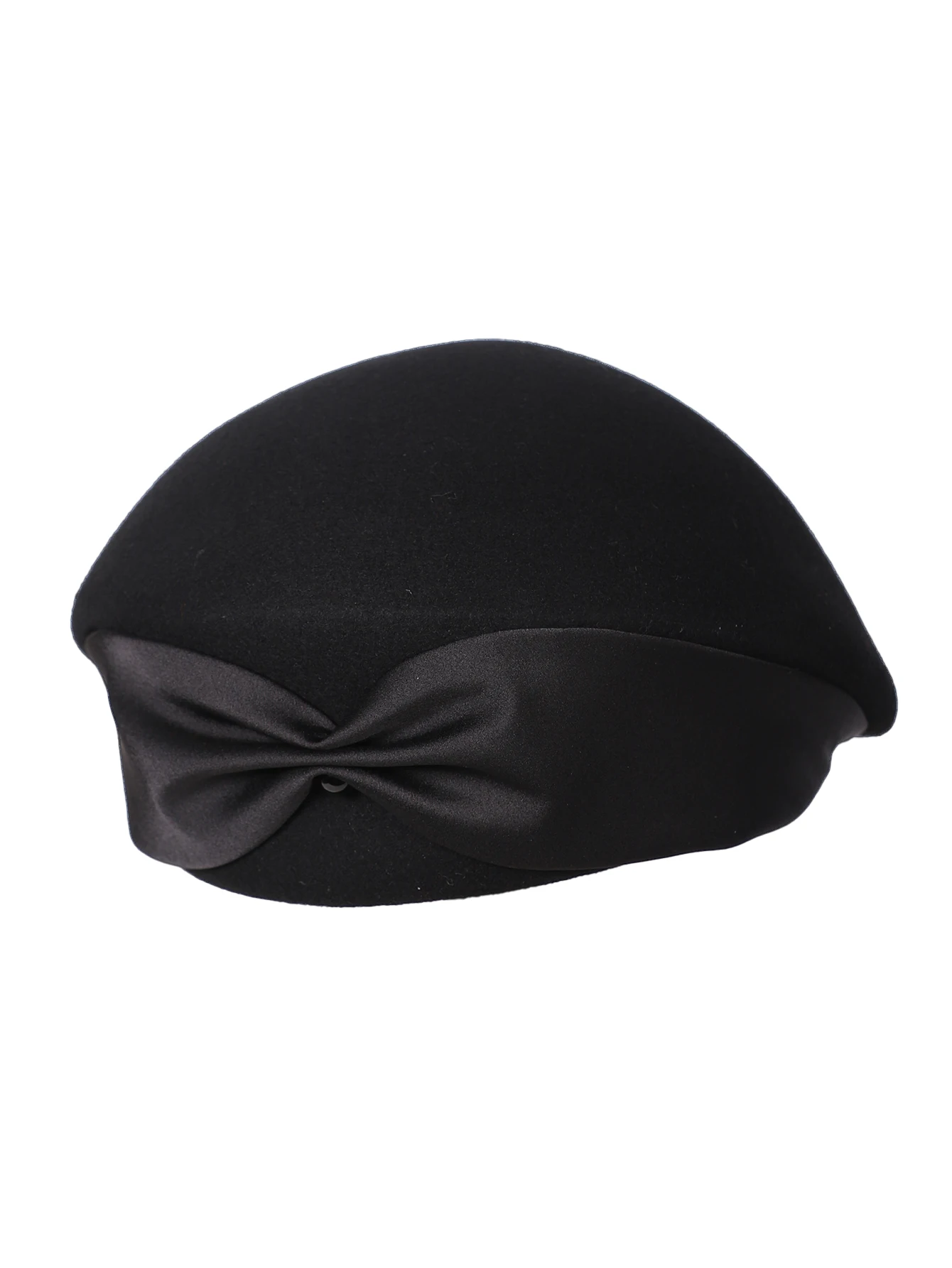 Winter-Baskenmütze aus Kamelwollfilz für Damen mit Schleife für Hochzeit, Kirche, Teeparty, schwarzer Fascinator im Damenstil – Detail 2