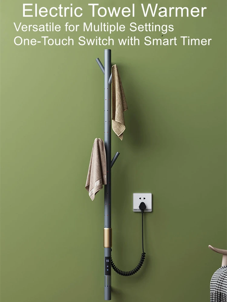 Creative Design Home & Hotel Bathroom Heated Towel Rack with Smart Control - No Drilling Required