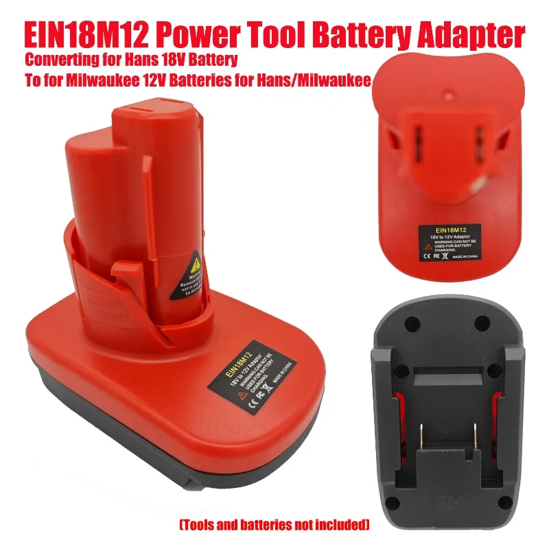 

HAKSINKY EIN18M12 Power Tool Battery Adapter Converting for Hans 18V Battery To for Milwaukee 12V Batteries for Hans/Milwaukee