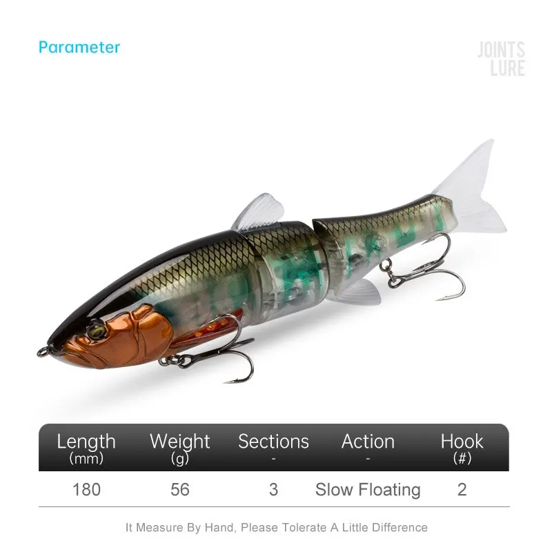 Señuelos de Pesca de Flotación Lenta LEYDUN DOWZ, 180 mm, 56 g, Cuerpo de Triple Articulación, Señuelos de Natación, Señuelos Duros, Wobblers para Lubina y Lucio