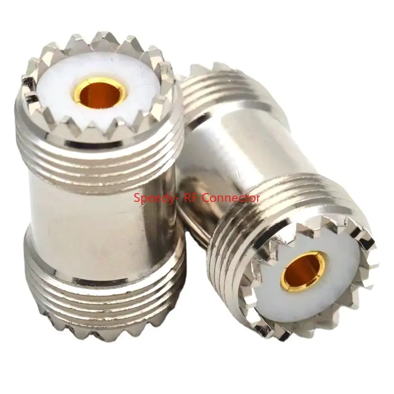 Conector recto SL16 UHF SO239 hembra a UHF hembra, adaptador doble para UHF PL259 macho, 2 unids/lote