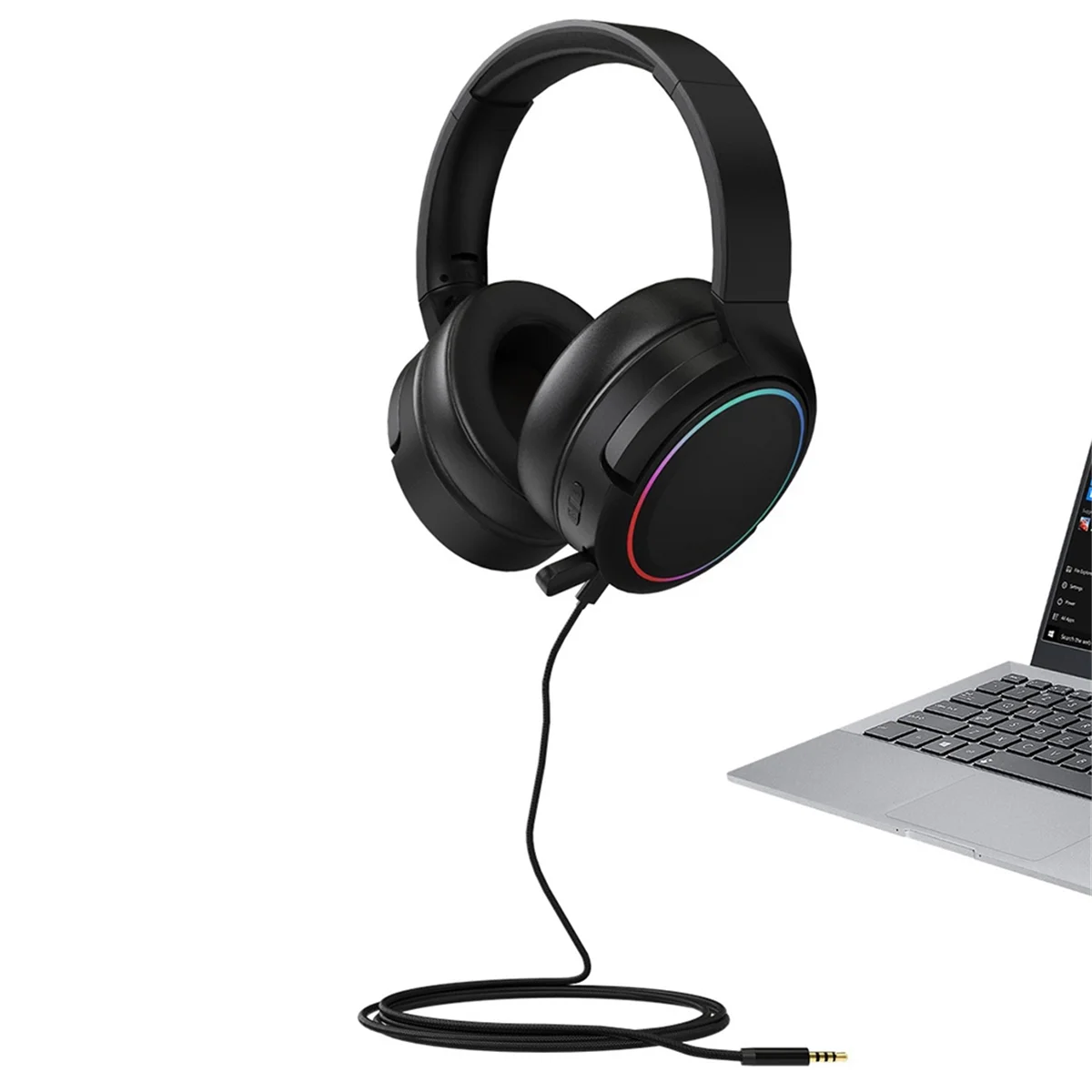 IIJJ-X7 Pro Auriculares inalámbricos Bluetooth 5.1 para juegos Auriculares de música Auriculares con gradiente RGB Auriculares luminosos, Blanco