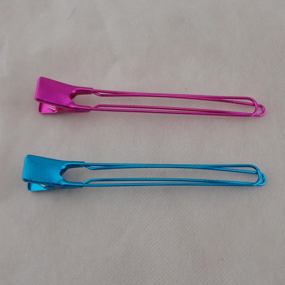 

10PCS 12.5cm Fushia Blue Black Metal Aluminium Filigree Alligator Clips for Womens Large Wire Duck Hairpin Hairdressing Salon