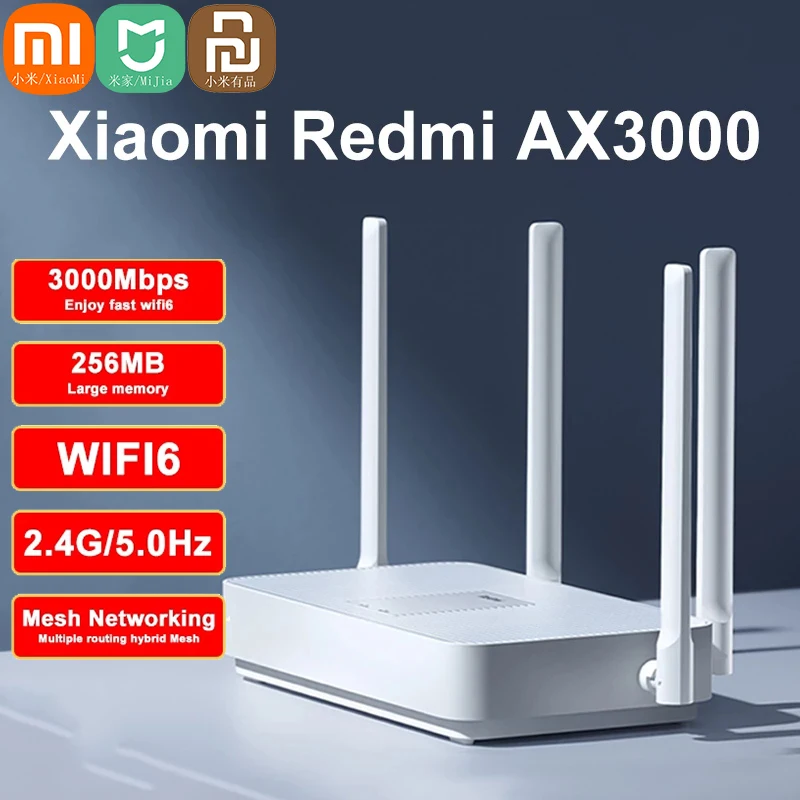 

Xiaomi Redmi Mi Router AX3000 Wifi 6 Mesh Gigabit 2.4G5.0GHz Dual-Band Wireless Dual-core Wifi Repeater 256M Memory Home Amplifi