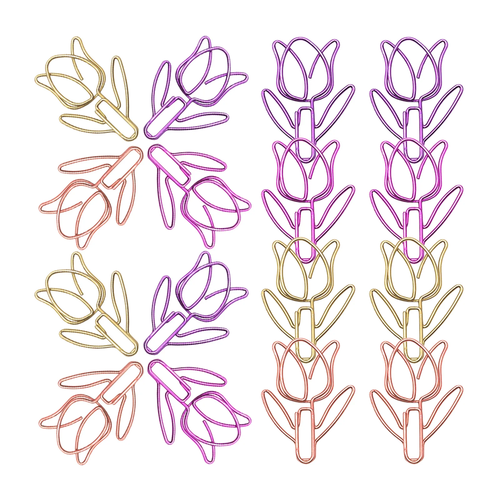 60 قطعة مشابك ورق توليب معدنية ملونة على شكل زهرة قرطاسية لتنظيم مكتب المدرسة ديكور متعدد الألوان #2