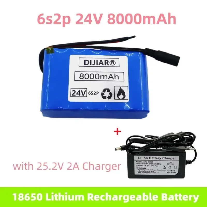 

Original 18650 lithium-ion rechargeable battery 6s2p 24V 8Ah (8000mAh) suitable for 250W-500W with BMS+25.2V 2A charger