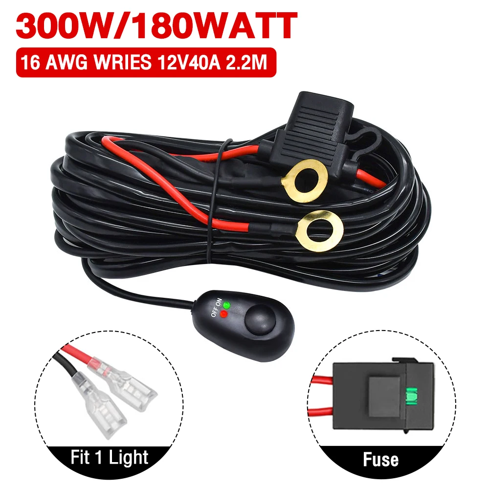 12V 24V voiture LED Light Bar fil 40A c￢blage harnais relais m￩tier ￠ tisser c￢ble w/relais on & off interrupteur c￢blage Harnes