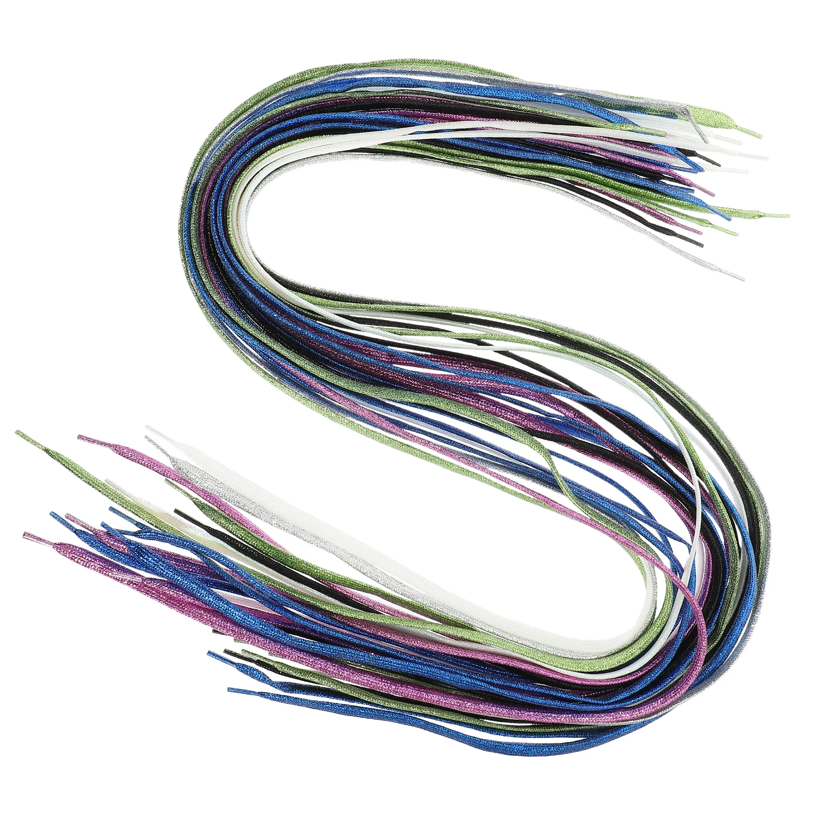 

16 Pcs Flat Sparkly Metallic Glitter 110cm Colorful Ribbon for Sneakers Canvas Youth Ladies Gold Silver Pearlescent