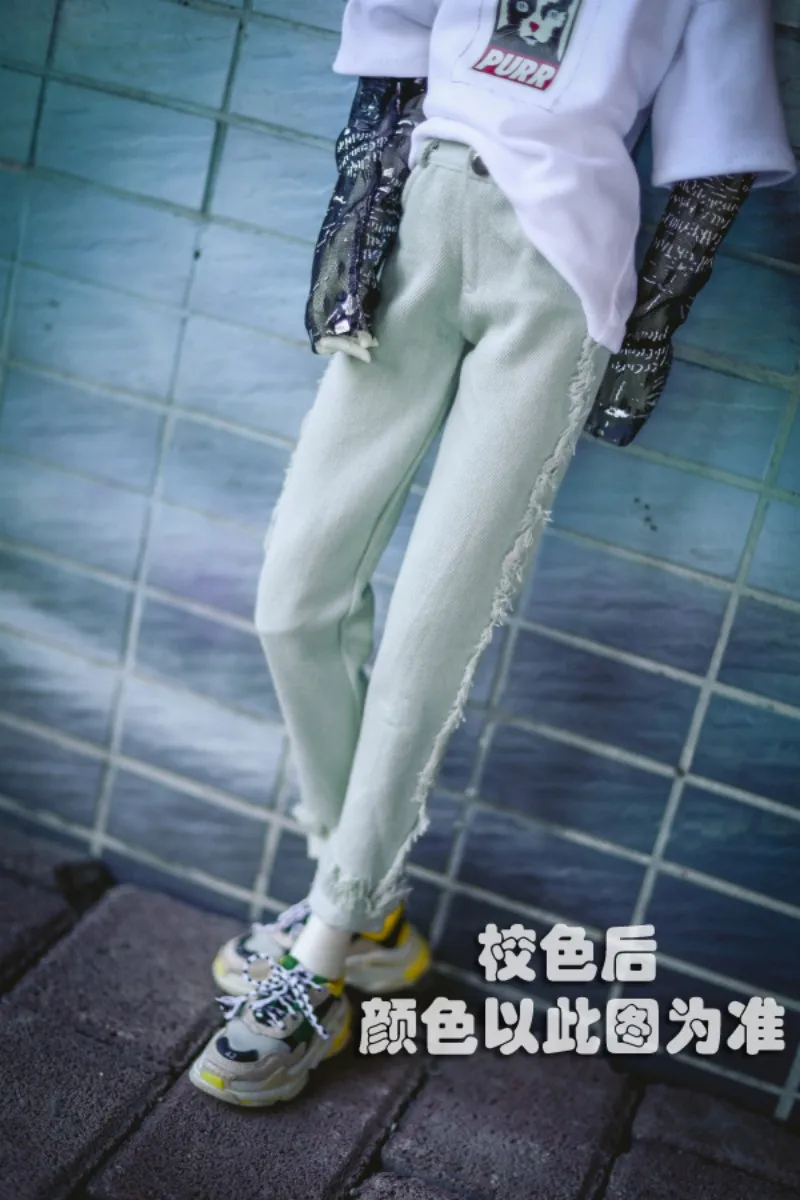 BJD doll clothes is suitable for 1/3 1/4 size MSD fashion light blue rough selvedge denim leggings doll accessories