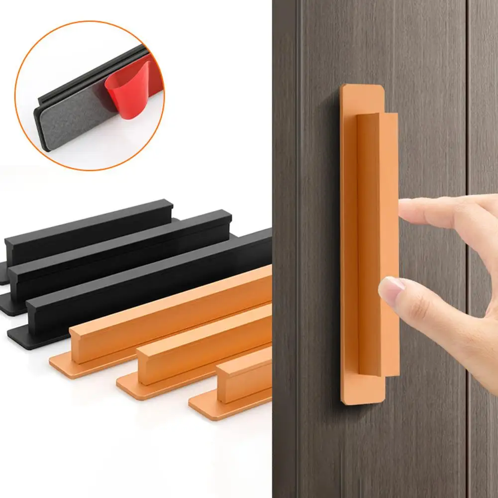 

2Pcs Self-Adhesive Aluminum-Alloy Door Handle Easy Install No-Drilling For Cabinets, Drawers, Windows