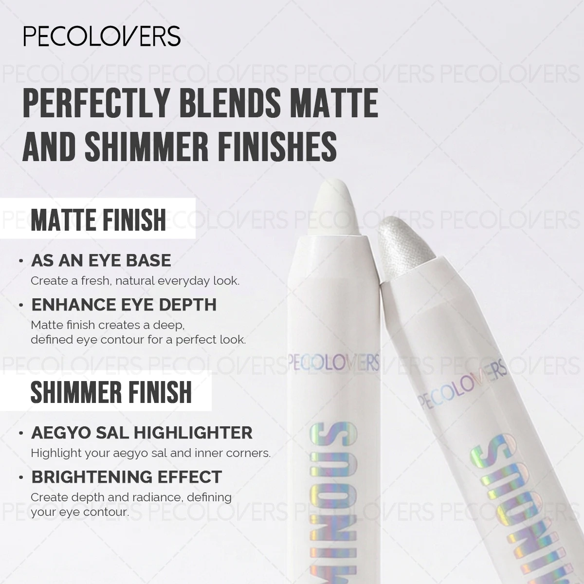 1 Pcs Single Color Fine Shimmer Eyeshadow Stick, Brighten Ash Brown, Travel Size, High Pigmented Sweatproof Long-Wear