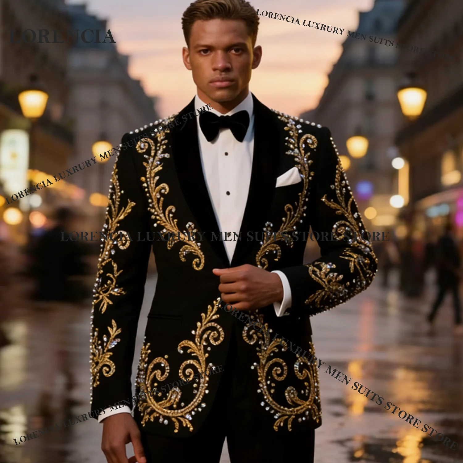 

Элегантные мужские костюмы с камнями и стразами, комплект из 2 предметов, для жениха, для вечеринок, формальные пиджаки, приталенные, свадебные смокинги, Ropa hombre, на заказ