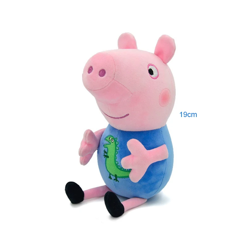 19cm Peppa Pig George Dad Mom Children\'s Cartoon Stuffed Doll Gift Toy Pig Home Children\'s Room Decoration Holiday Birthday Gift