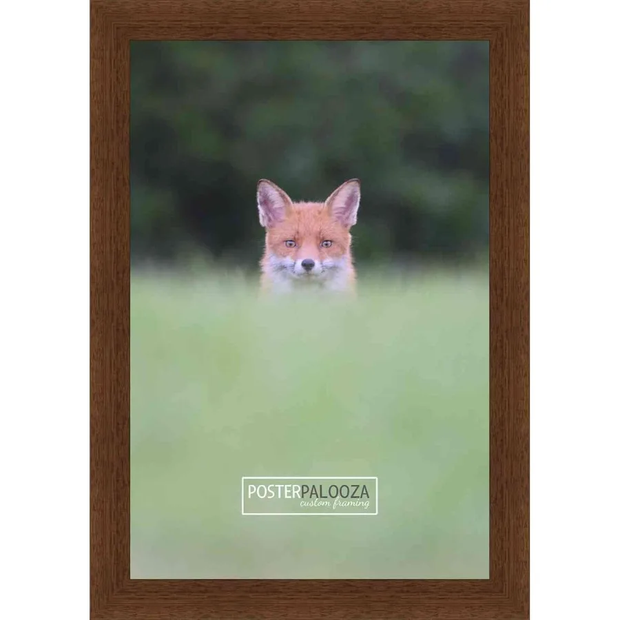 إطار صورة من الخشب الصلب مقاس 19 × 19 بوصة بلمسة نهائية من خشب الجوز البني مع عرض قولبة 1.25 بوصة يتميز بشاشة أكريليك واقية من الأشعة فوق البنفسجية