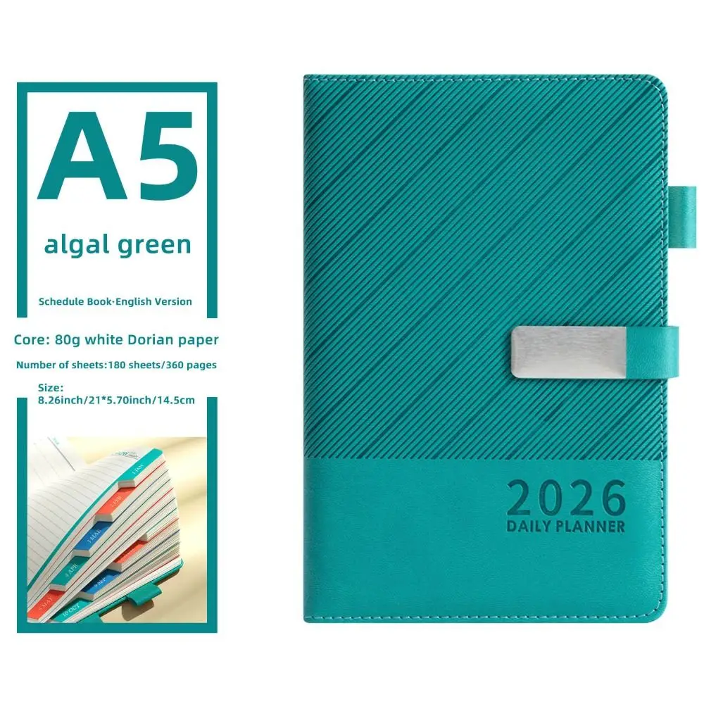 إدارة الوقت 2026 جدول مخطط المفكرة مقاومة للاهتراء 365 يومًا A5 الإنجليزية خطة يومية دفتر كفاءة قائمة المهام