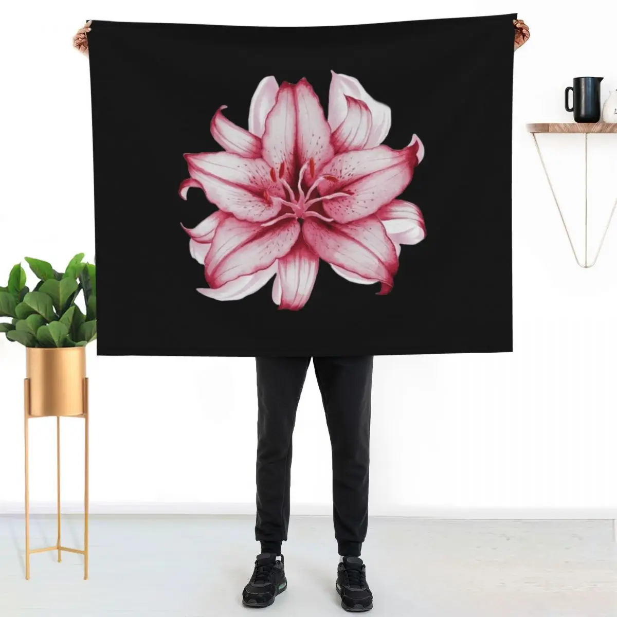 Stargazer Lily Throw Blanket cosplay anime Plaid Blankets For Sofas Luxury Thicken Plaid on the sofa Sleeping Bag Blankets