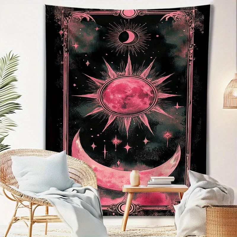 Bohemian Celestial Moon Sun Galaxy Tapestry Wall Hanging Boho Astrology Decor Mystic Cosmic Room Art