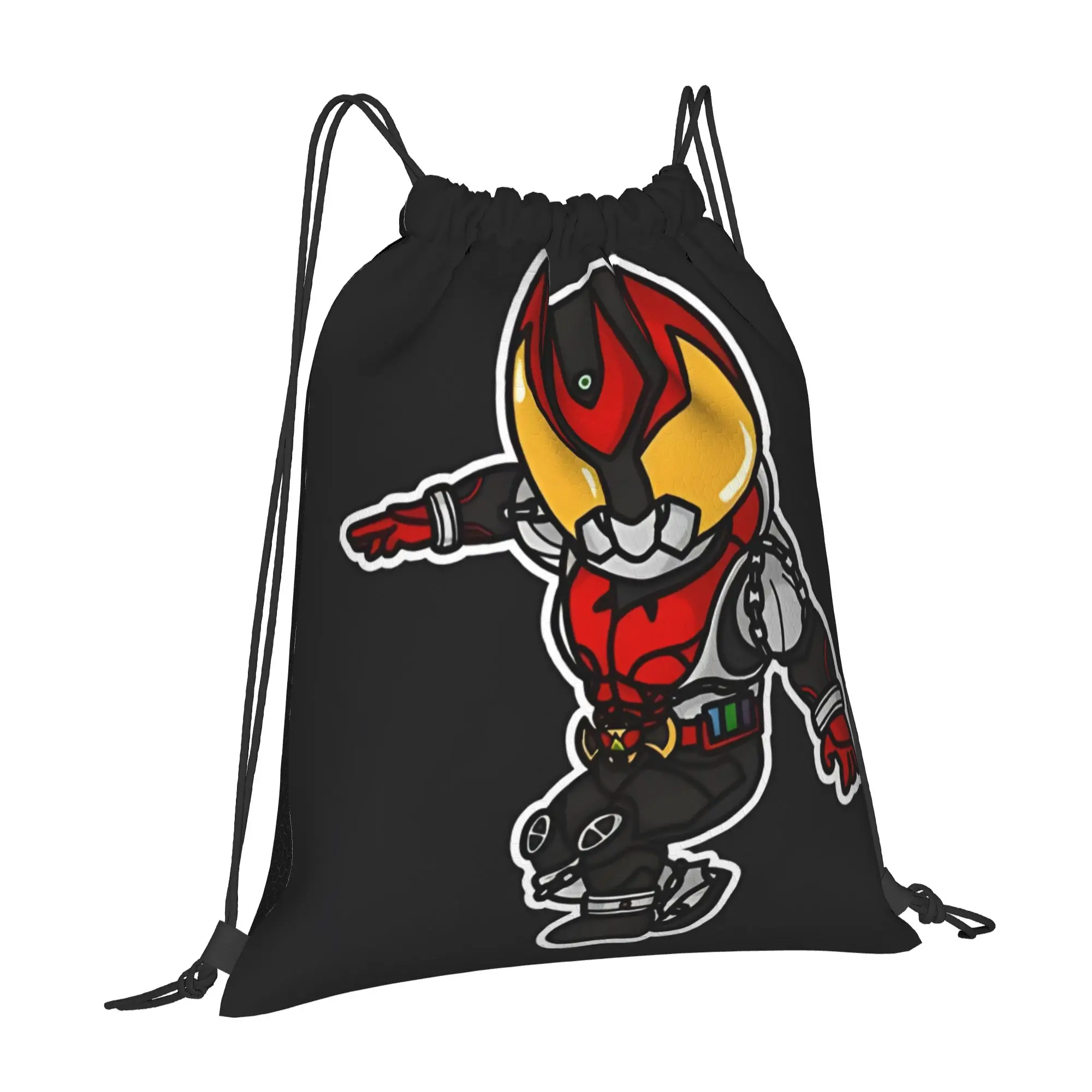 For travel Pouch Kamen Rider Kiva Chibi Style Kawaii  Kawaii Drawstring Bags School Shoe Clothes Storage Teen Portable Rucksack