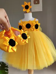 luxury Girls Princess Big flower Children tutu Wedding Gown Sleeveless Kids Dresses baby infant Birthday Party Dress