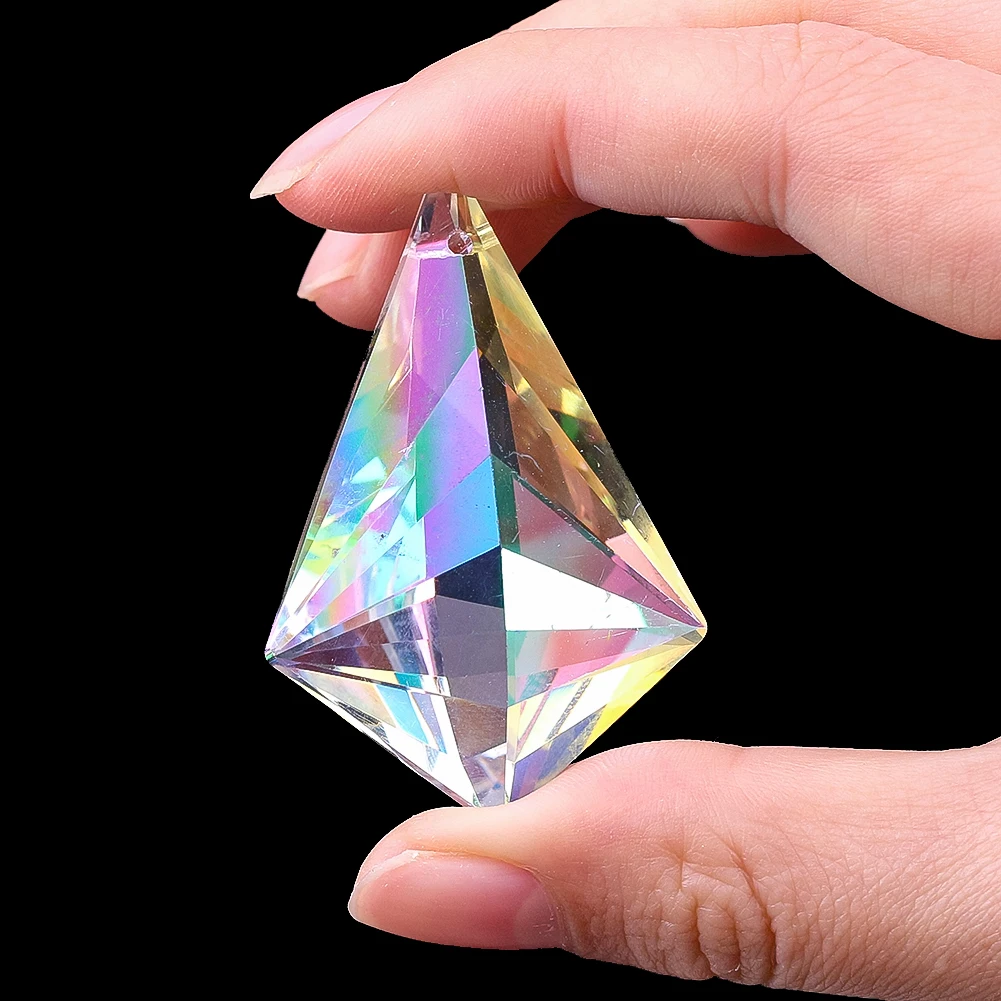 5cm AB Colour Multifaceted Crystals Prism Pendant Rainbow Making Sunlight Collector Shinning Garden Courtyard Hanging Ornament