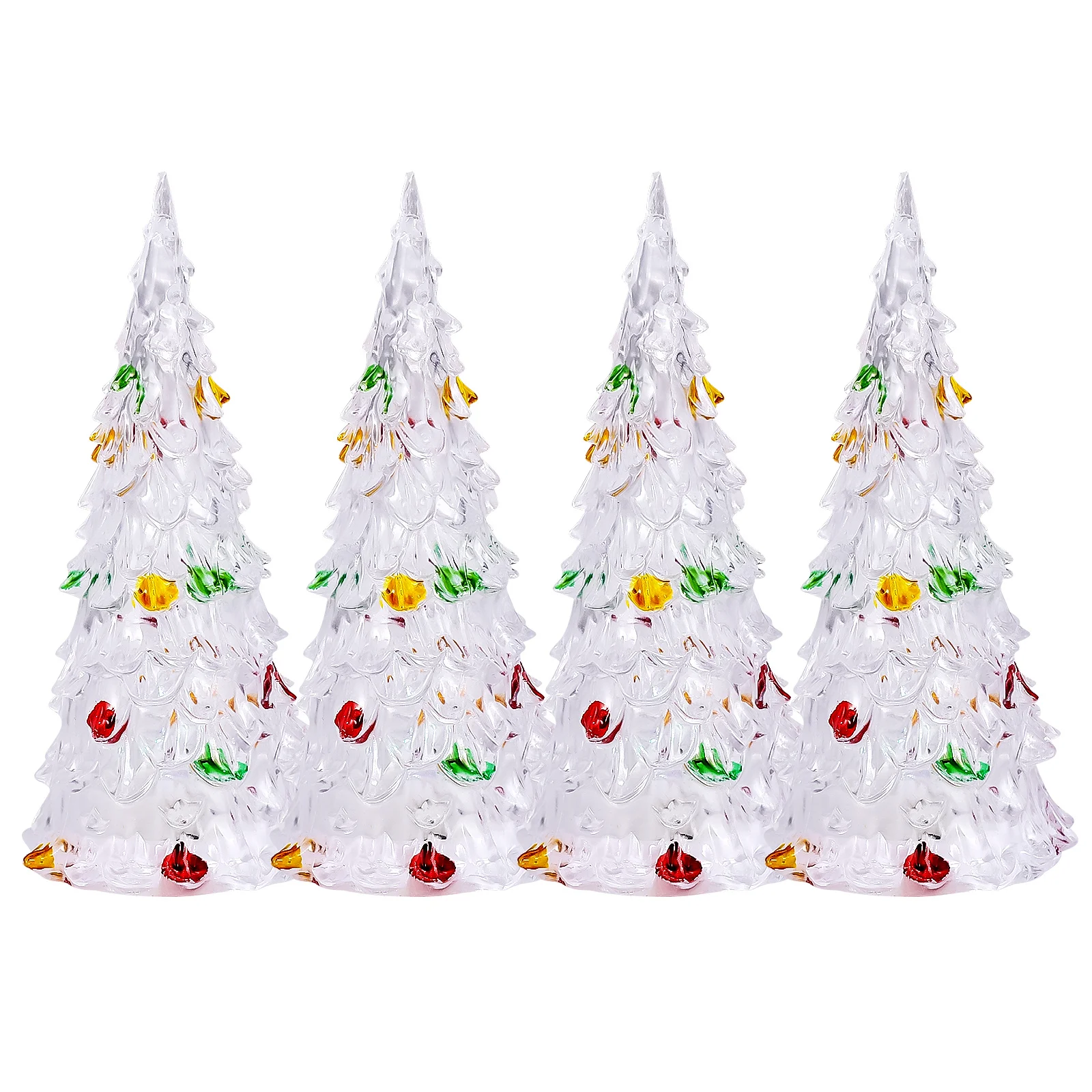 

4Pcs Miniature LED Christmas Tree 12Cm Color Changing Xmas Tree Acrylic Decorative Light for Home Tabletop Fireplace Mantel