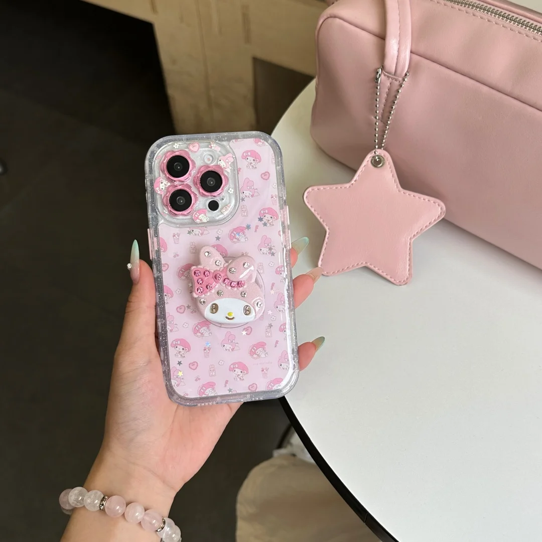 

kawaii My Melody heart Pink Silicone Phone Case For iPhone 12 13 14 15 16 17 Pro Max Plus Female style 3D cartoon Phone case