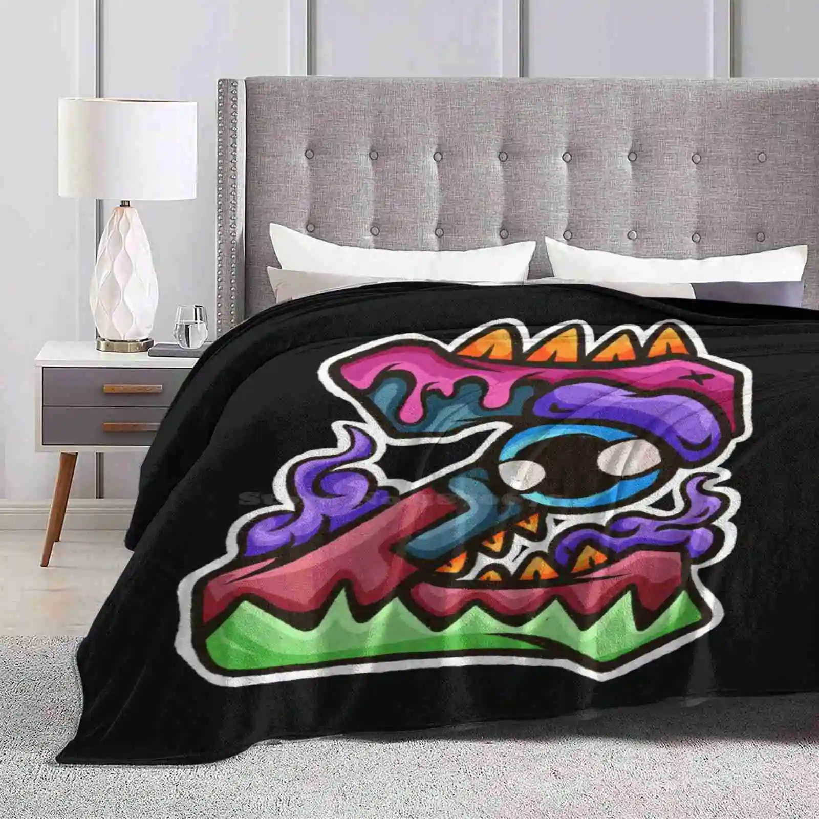 Z Creative Design Light Thin Soft Flannel Blanket Alvabet Font Monster Holiday Hallowen Cute Kid