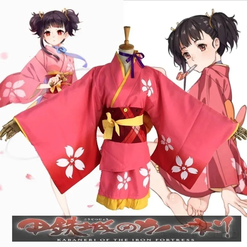 CyAnime kabaneri da fortaleza de ferro mumei quimono uniforme define trajes cosplay completos de fantasia de desenhos animados de Halloween