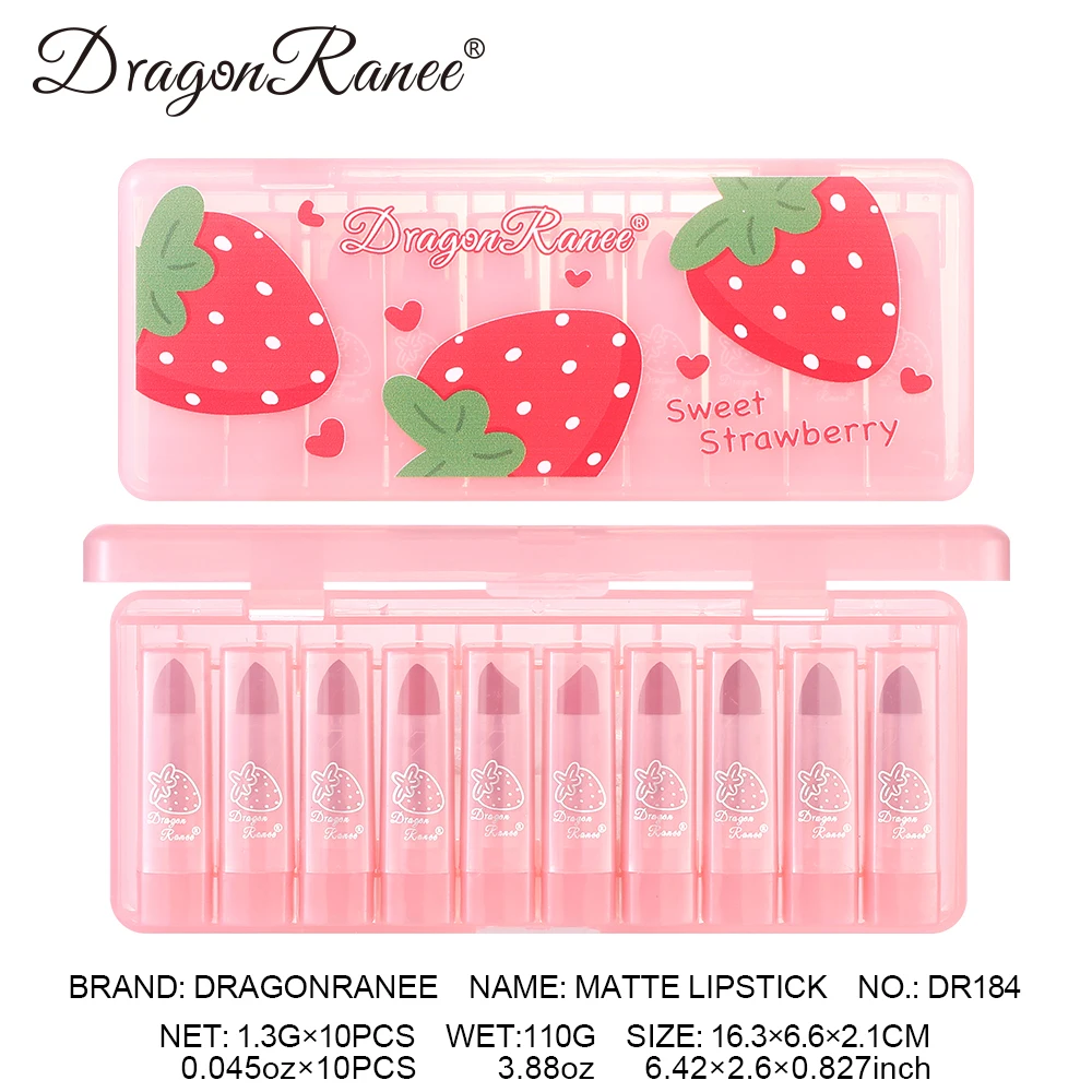 Ten-Piece Lipstick Set, Velvet Matte, Silky and Delicate Makeup Effect, Long-Lasting, Waterproof, Complexion-Enhancing Lipstick Set