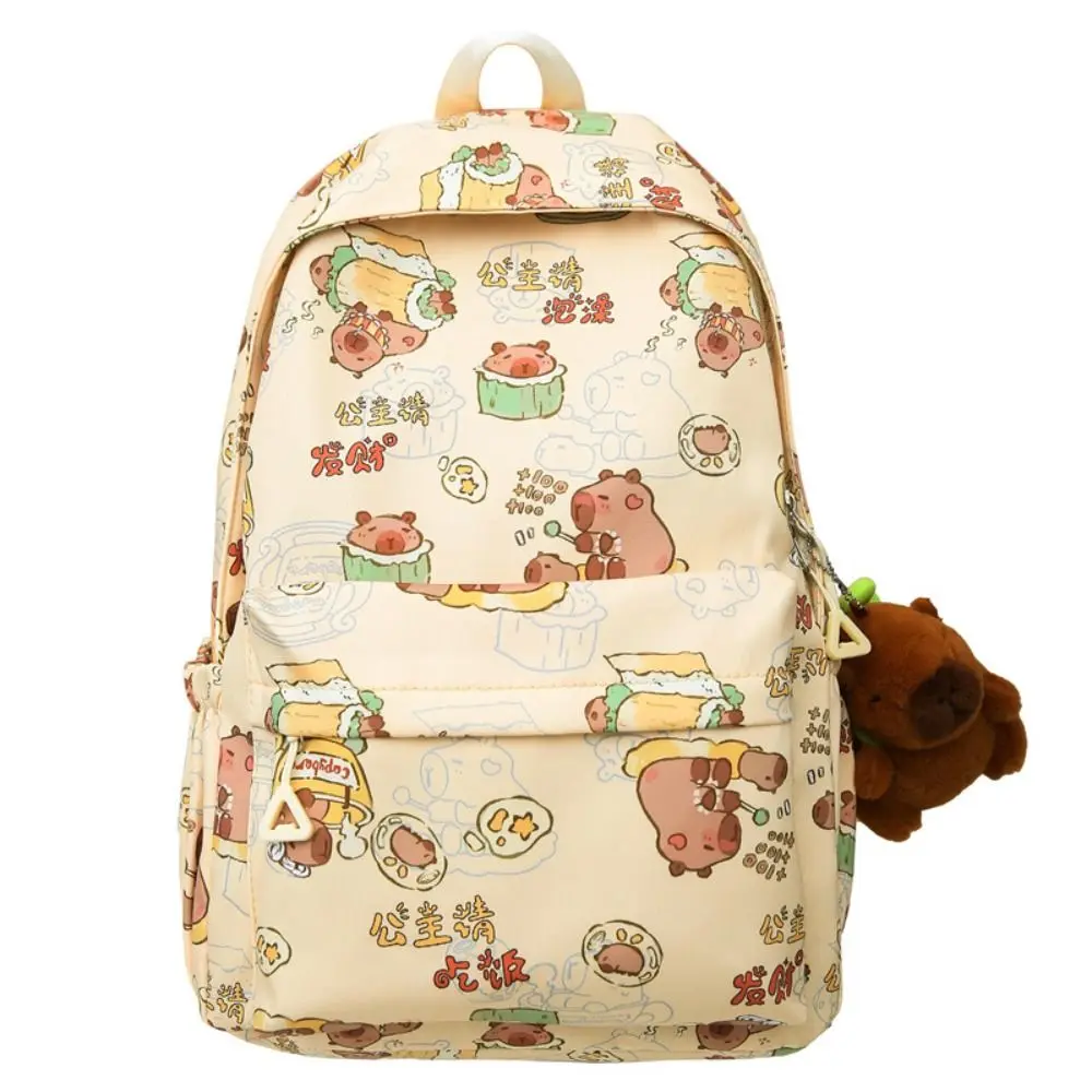 Cute Large Capacity Capybara Backpack Animal Cartoon Capibara Shoulder Bag Korean Style with Pendant Capybara School Bag School