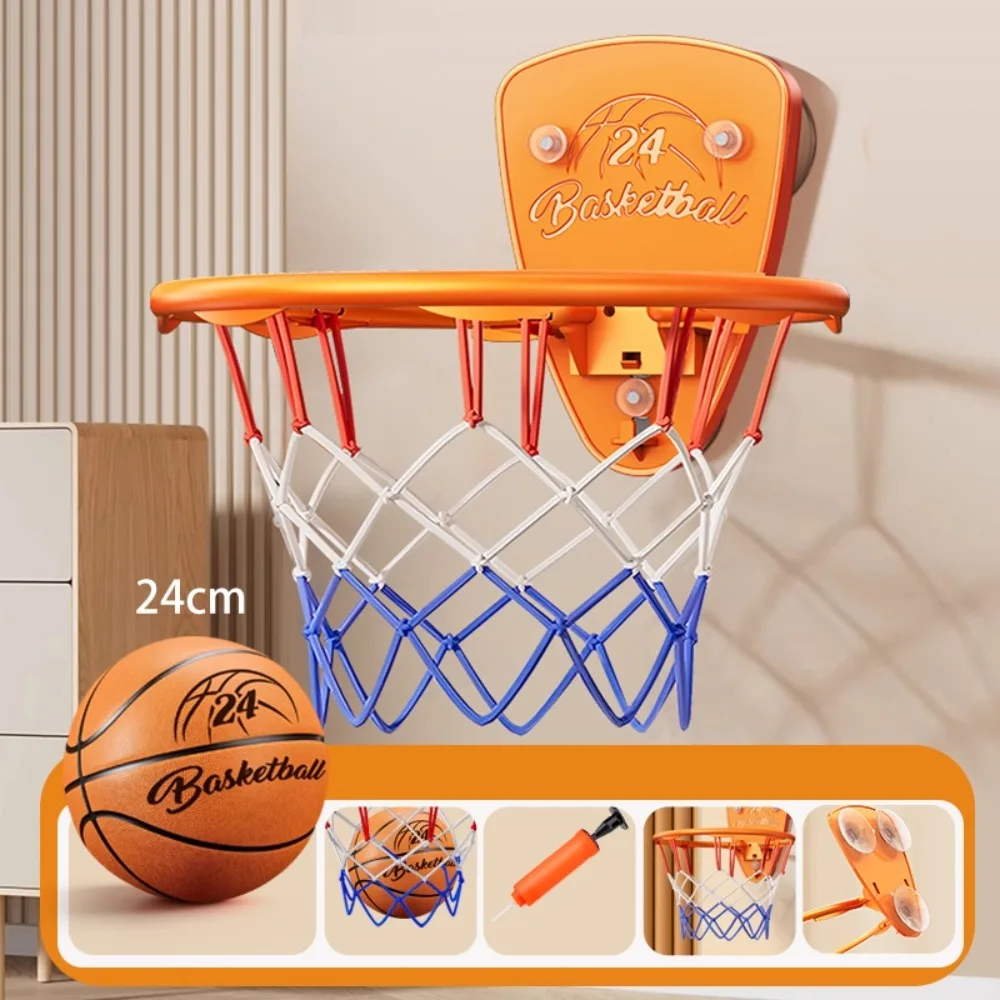 Conjunto de brinquedos de basquete dobrável para bebês, bola inflável de animais de desenho animado, cesta de basquete para crianças pequenas, instalação sem broca