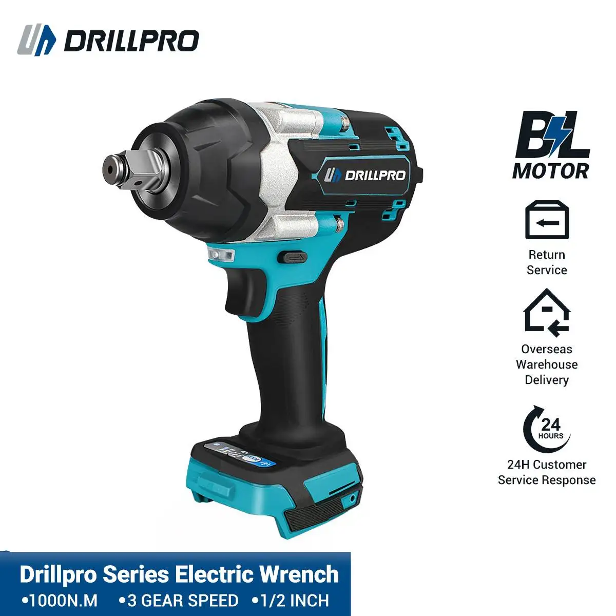 Бесщеточный электрический ударный гайковерт Drillpro 1000N.M 1/2 дюйма с 3-скоростным аккумуляторным ключом Автомобильные электроинструменты для аккумулятора Mak