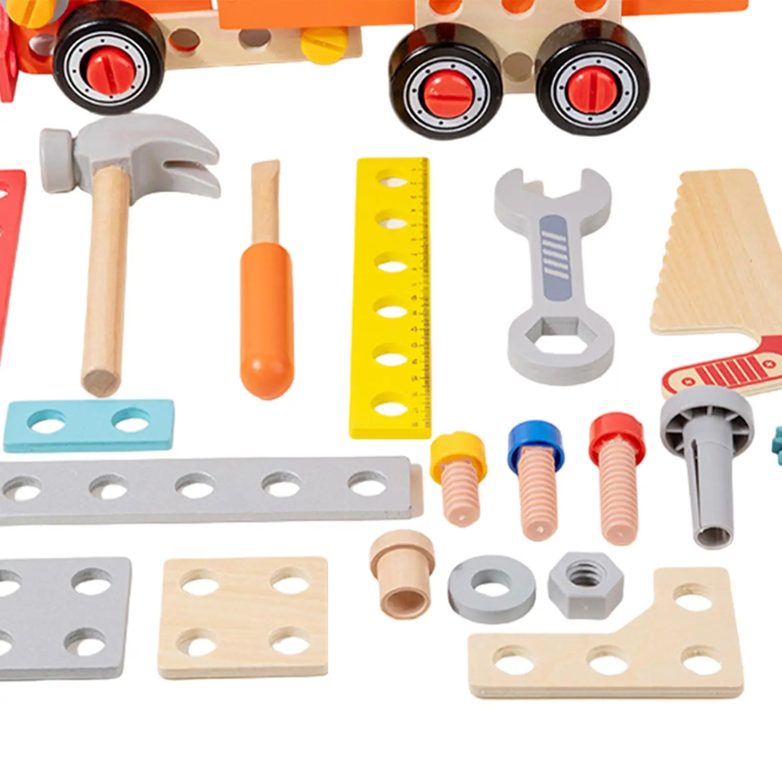 Houten kindergereedschapset Educatief gereedschap Winkelwagen Leren speelgoed Creatief Montessori Auto Schroevendraaier Speelgoed voor kinderen Verjaardagscadeau