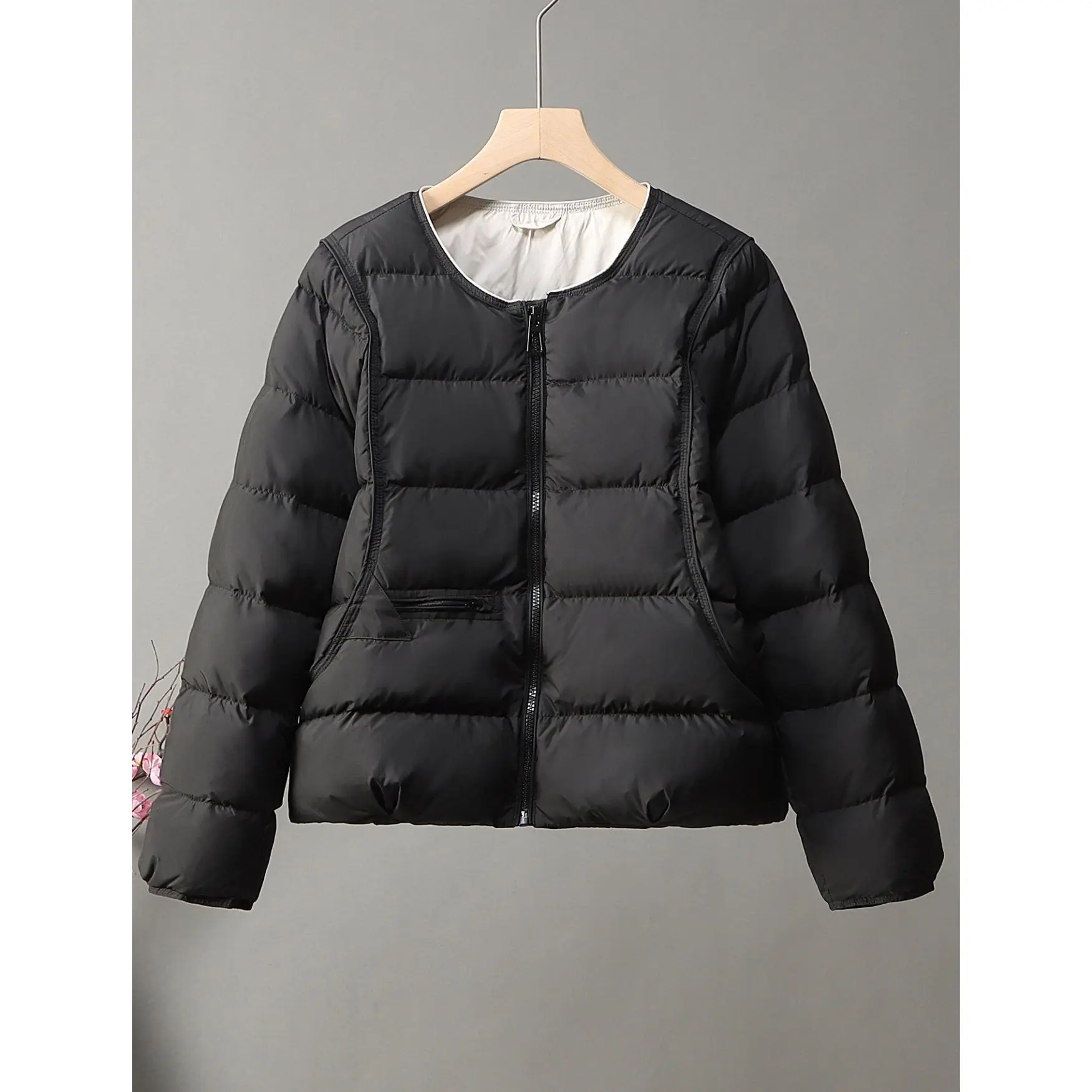 

Хлопковая куртка Slim Fit с круглым вырезом, женская модная зимняя верхняя одежда, легкая, универсальная, в корейском стиле, повседневная, с длинными рукавами