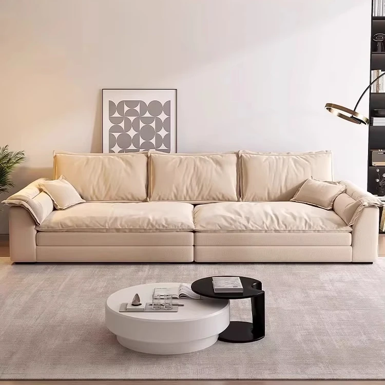 Modern Big Comfy Sectional Couch Durable Technical Fabric with Leather Appearance Stain-Resistant Sofas Living Room