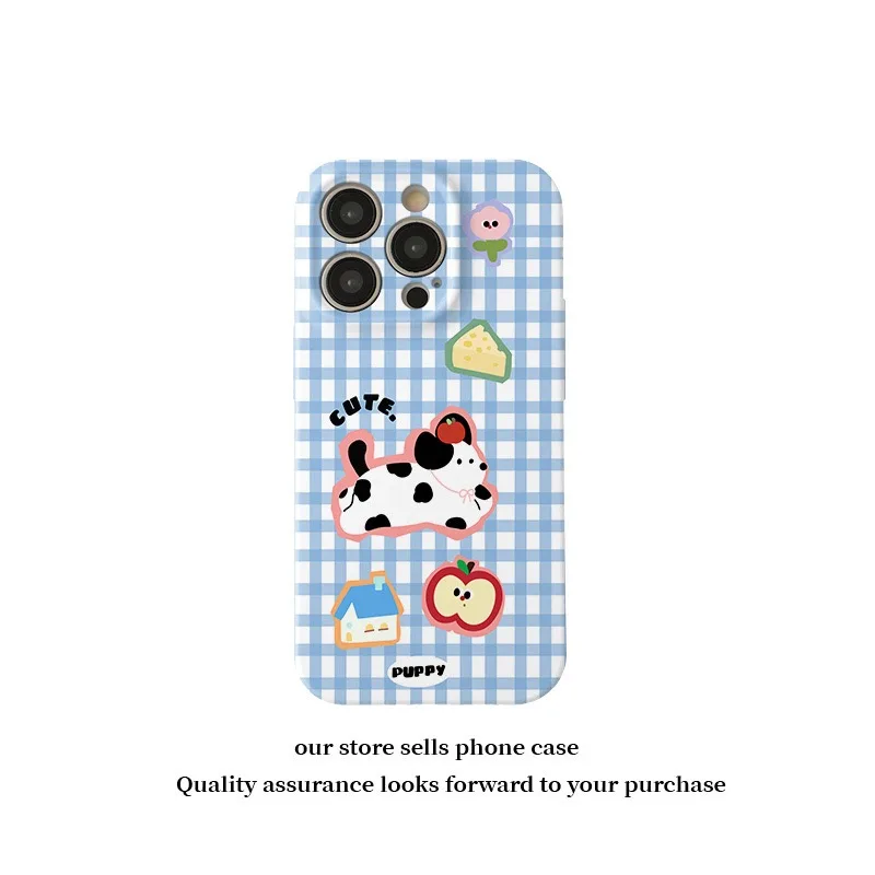 Funda de perro de dibujos animados a rayas azules y blancas para IPHONE 17 16ProMax 15 14 13 12 11 PRO XR acrílico TPU dos en uno fundas de teléfono magnéticas