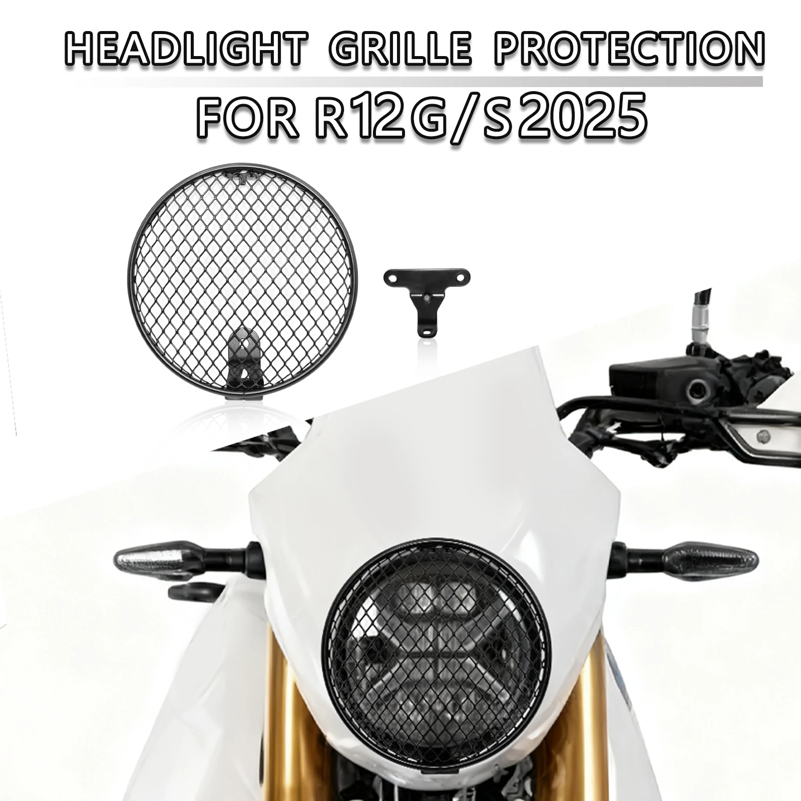 For BMW R12 G/S R12G/S R12GS 2025- Motorcycle Headlight Mesh Grill Guard Front Lamp Mesh Grille Cover Protector Headlight Cover
