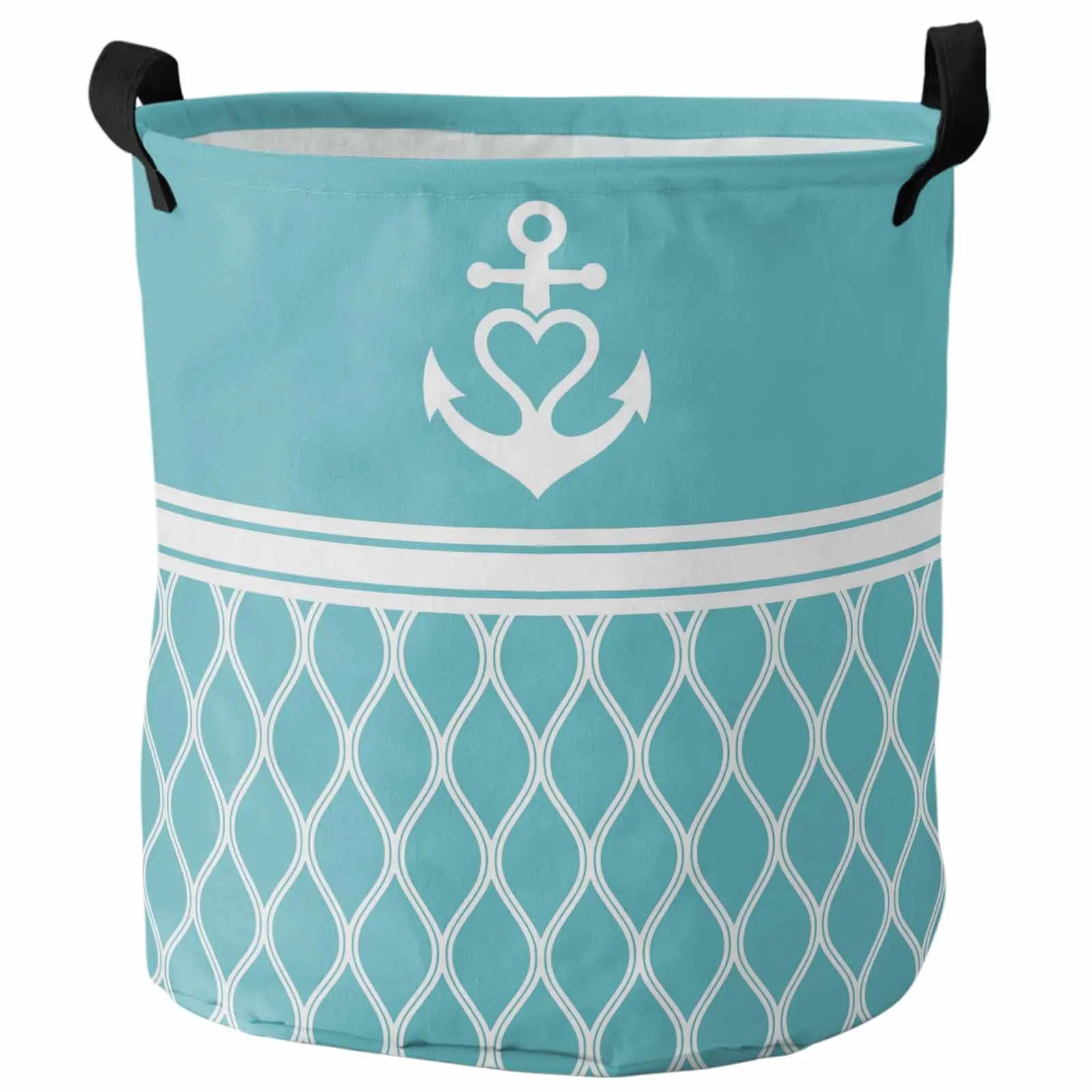 

Vintage Light Blue Anchor Marine Foldable Dirty Laundry Basket Kid's Toy Organizer Waterproof Storage Baskets