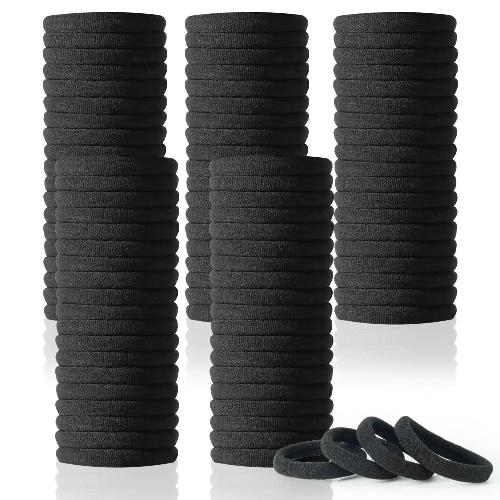 

100PCS AOHIEDI No Damage Hair Ties for Women Girls, Elastic Hair Bands for All Hair Types, Thick or Thin, Ponytail Holders are Easy to Remove and Don't get Tangled, Upgrade, Black