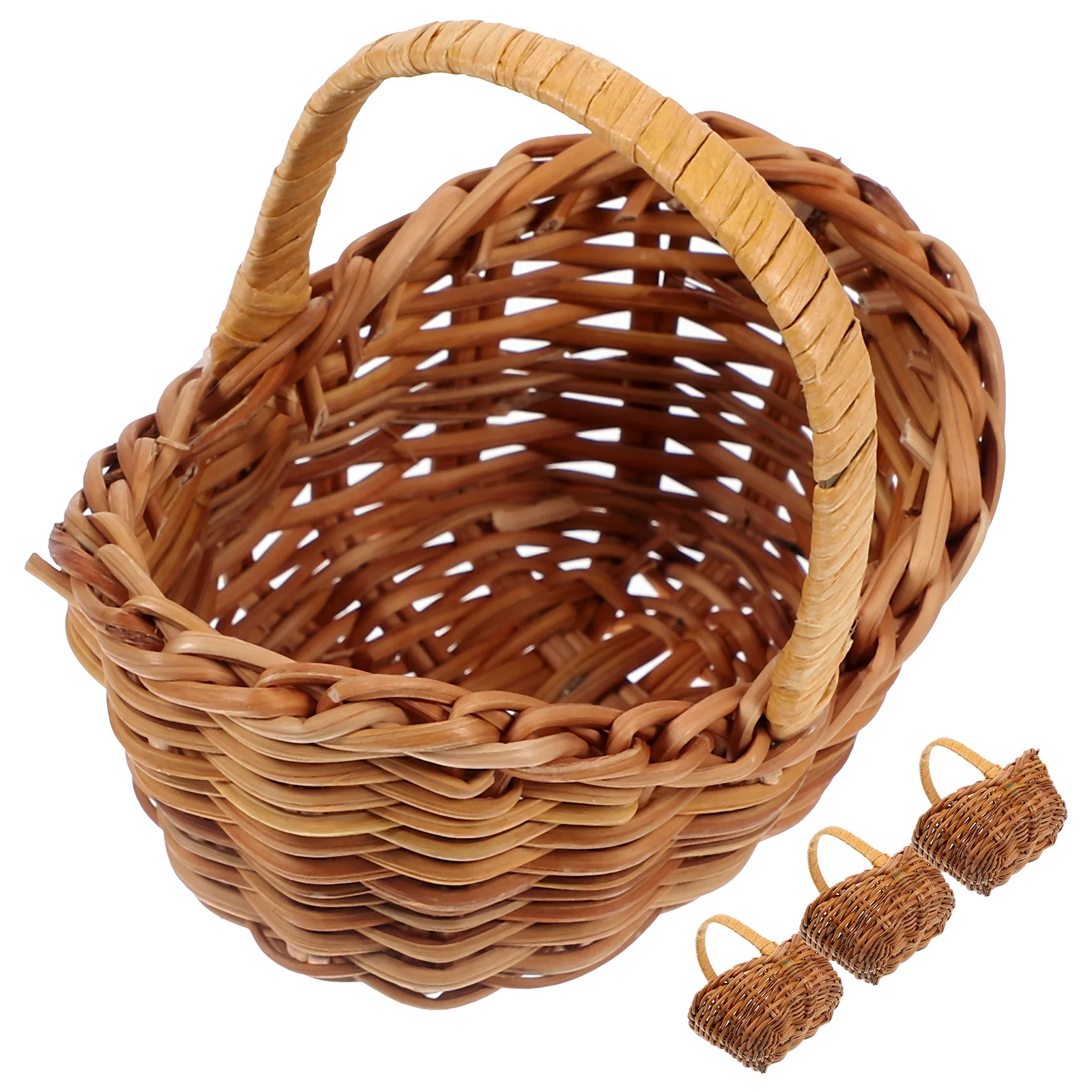 4 Pcs Mini Basket Tiny House Accessories Small Woven Storage Flower Girl Dollhouses Rattan Baskets Baby