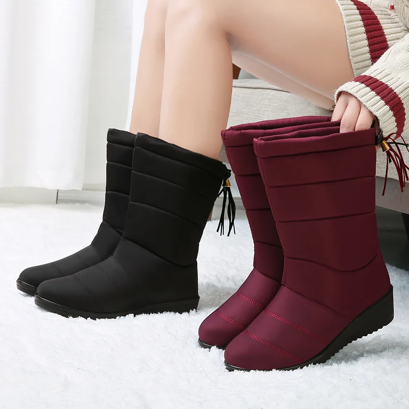 ผู้หญิงฤดูหนาวซิป No-Slip สำหรับรองเท้าผู้หญิงหญิง Snow Botas Mujer Warm Plush รองเท้าผู้หญิง Plus ขนาด44