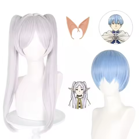 Anime Sousou No Frieren Cosplay Wig Silver White Long Wig Frieren At The Funeral Himmel Blue Resistant Synthetic Wigs