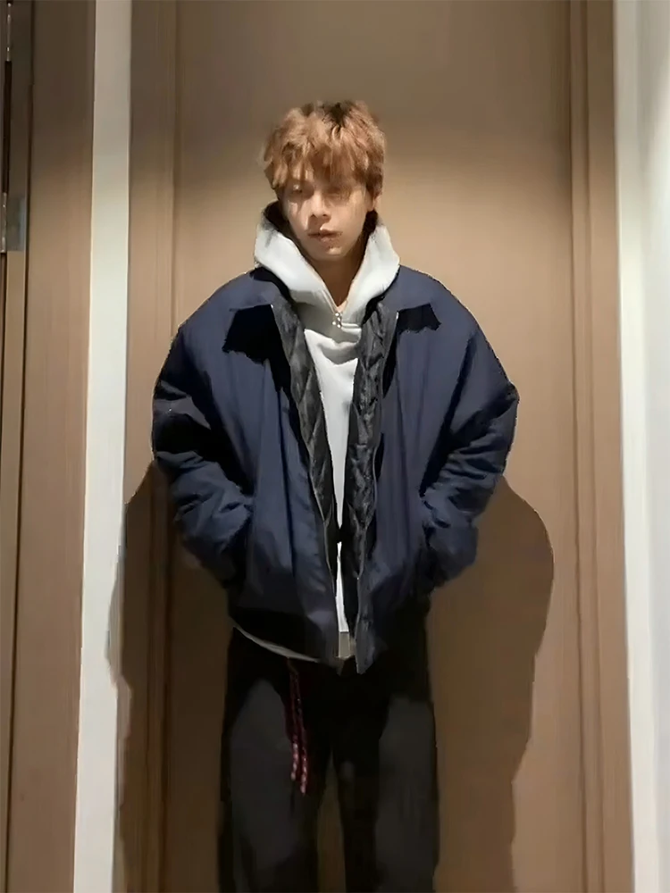 

Cleanfit Men's Pilot Jaet Baseball Sle High Street Spring Autumn Outerwear Loose Fit Multket Zipper Closure Long Sve