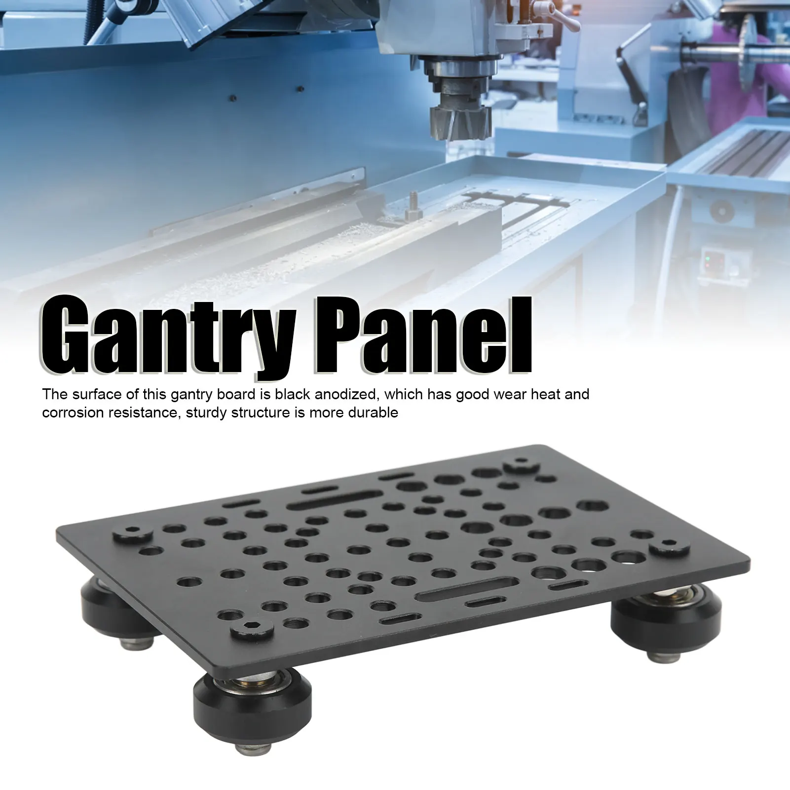 Gantry Plate Gantry Board High Strength Black Anodized Aluminum Replacement for Drilling Machine