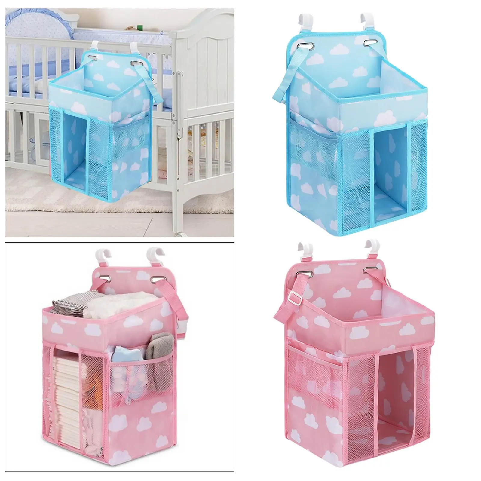حقيبة بجانب السرير، حقيبة تخزين معلقة، حقائب تعليق، جيوب للأطفال، لمجموعة مفروشات تنظيم الحفاضات، ملابس الحضانة