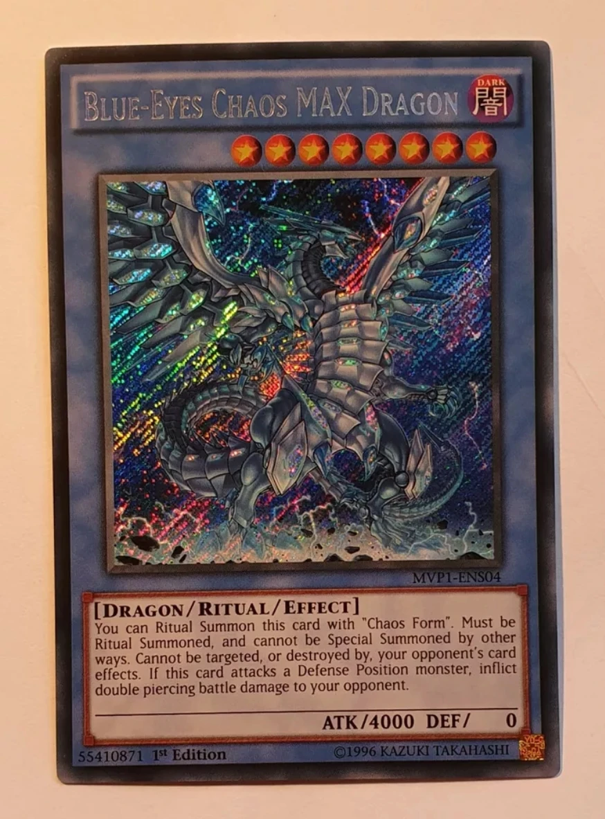 Yugioh KONAMI Duel Monsters MVP1-ENS04 Blue-Eyes Chaos MAX Dragon Secret Rare English 1st Edition Collection Mint Card