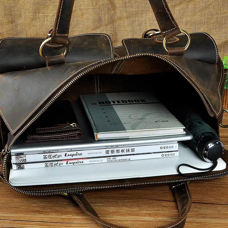 Sacs à bandoulière rétro en cuir de cheval Elin pour hommes, étuis à bombes pour hommes, sac à main pour ordinateur portable 14 pouces, sac messager lancé d'affaires