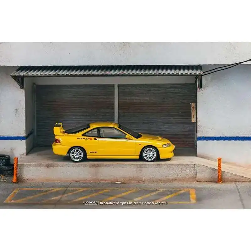 TW متوفر 1:64 Honda Integra TYPE R DC2 MUGEN ضوء الشمس الأصفر دييكاست نموذج سيارة مجموعة اللعب Tarmac Works